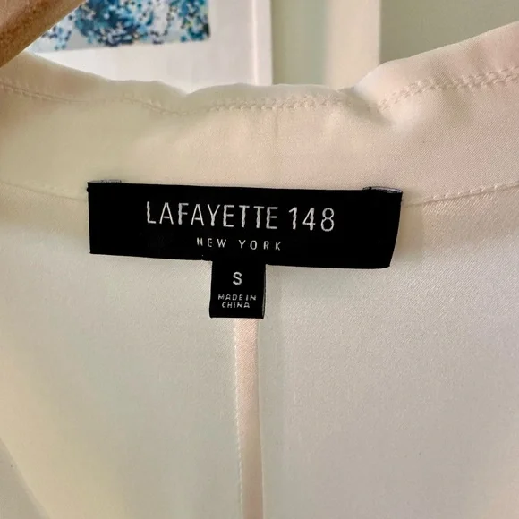 Lafayette 148 Ecru Silk Shirt - Picture 4 of 5